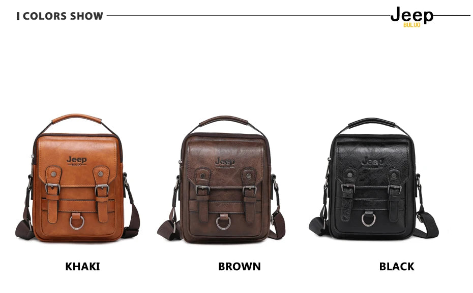 JEEP BULUO Multi-function Business Handbags Men New Man's Shoulder Bag Large Capacity Leather Messenger Bag Crossbody Big Brand